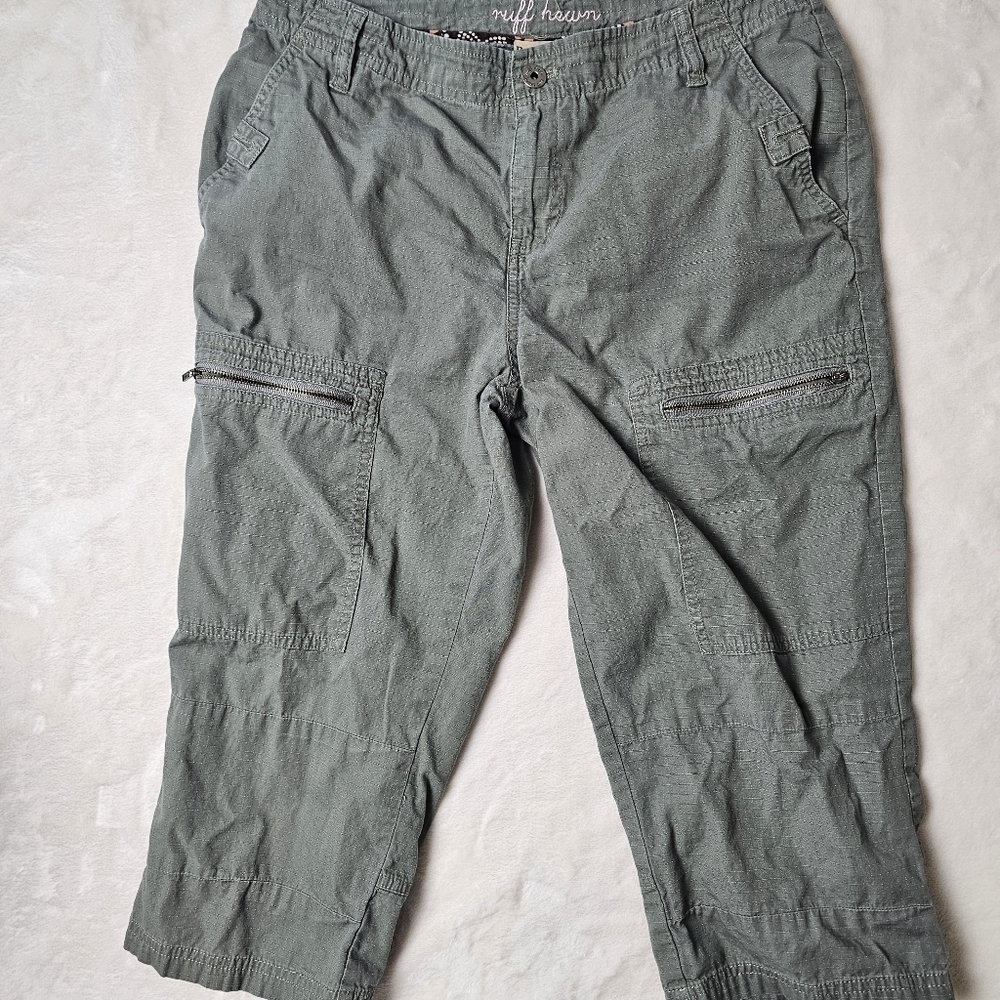 Ruff Hewn Pants capris 10 women’s green cargo hiking outdoor vintage